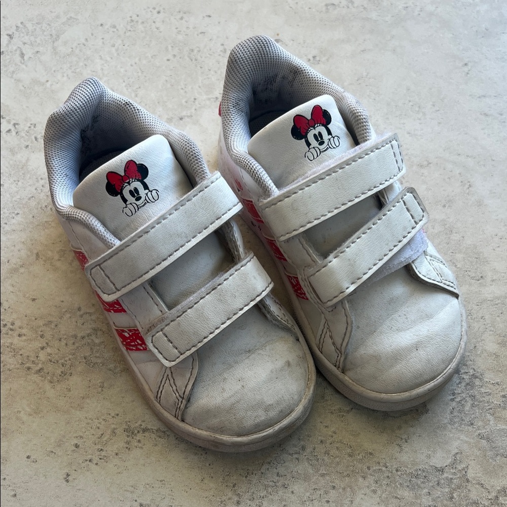 adidas and Disney Kids White and Red Minnie Mouse Sneakers